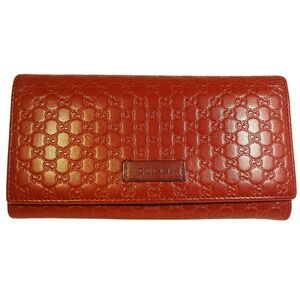 Gucci Red Microguccissima Leather Continental Flap Wallet Designer Womens